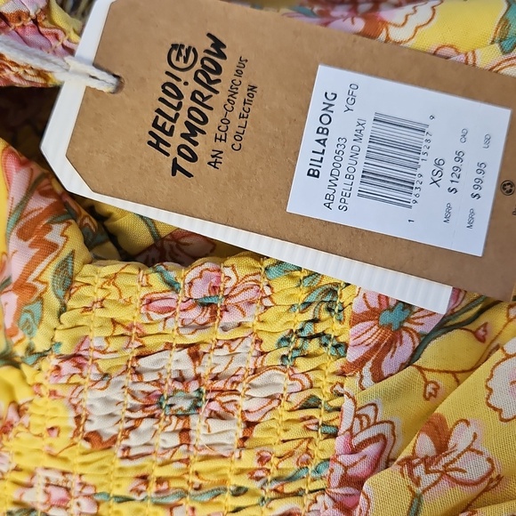 Billabong Spellbound Floral Smocked Maxi Dress NEW - Picture 3 of 7